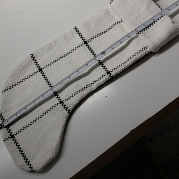 NEW! Hearth & Hand Windowpane Woven Plaid Poms Stocking Cream/Gray - Picture 6 of 6
